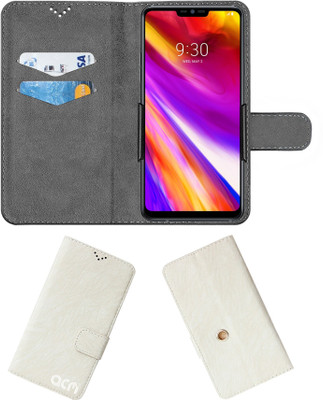 ACM Flip Cover for Lg G7+ Thinq(White, Cases with Holder, Pack of: 1)