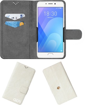 ACM Flip Cover for Meizu M6 Note(White, Cases with Holder, Pack of: 1)