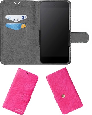 ACM Flip Cover for Micromax Canvas Juice 3 Plus Q394(Pink, Cases with Holder, Pack of: 1)