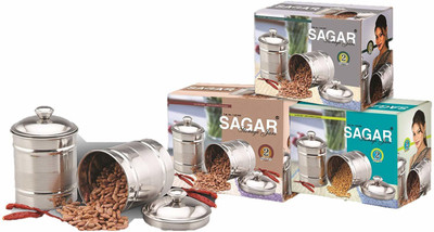 SAGAR Steel Grocery Container  - 1000 ml(Pack of 2, Silver)