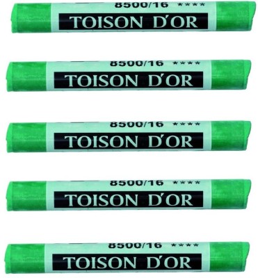 KOHINOOR Hardtmuth Toison D'or Artist's Soft Pastel Round - Chromium Green(Set of 5, Chromium Green Light (16))