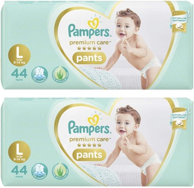 Pampers PREMIUM CARE BABY PANTS, SIZE LARGE, 44 PCS. PACK, COMBO OF 2 - L(88 Pieces)