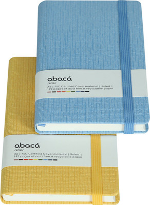 comma A6 Size Hard Bound Notebook A6 Notebook Single Ruled 192 Pages(Sky Blue, Yellow, Pack of 2)