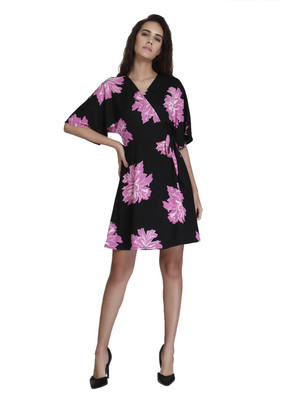VERO MODA Women Wrap Black Above Knee/Mid Thigh Length Dress