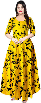 SILVER ORGANISATION Women Maxi Yellow Full Length Dress