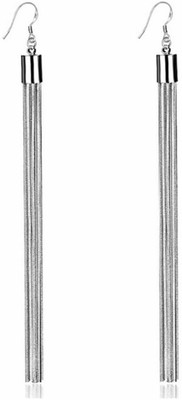 Divastri Western Style Long Chains Thread Tassel Silver Plated Designer Alloy Tassel Earring