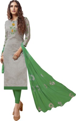 Blissta Chanderi Dyed, Solid, Embroidered Kurta & Churidar Material