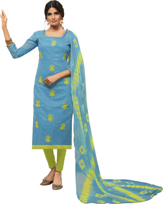 Blissta Chanderi Embroidered Salwar Suit Material