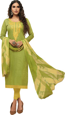 Blissta Chanderi Dyed, Solid, Embroidered Salwar Suit Material