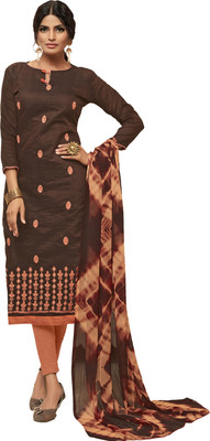 Blissta Chanderi Solid, Embroidered Kurta & Churidar Material