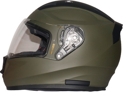 Steelbird SA-1 7Wings Twotone Aeronautics Full Face Helmet in M.Green and Black Motorbike Helmet(M.Green and Black with Plain Visor)