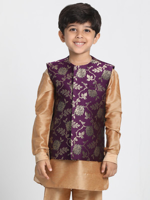jbn CREATION Sleeveless Woven Design Boys Jacket