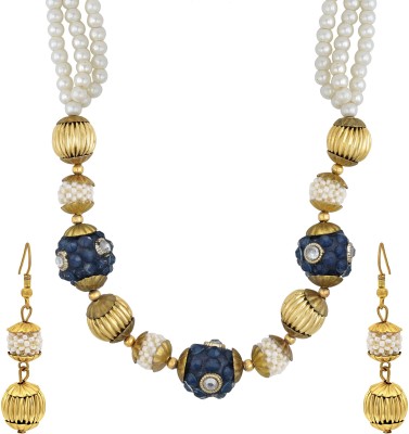 memoir Brass Gold-plated Gold, Blue, White Jewellery Set(Pack of 1)