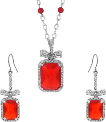 MissMister Brass Platinum Red, Silver Jewellery Set(Pack of 1)