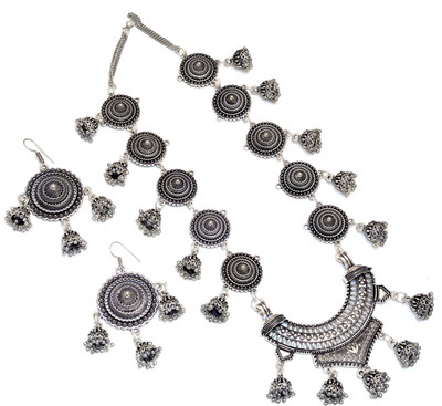 mohit jewellers Brass Silver Silver, Black Jewellery Set(Pack of 1)