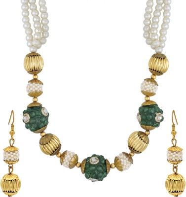 memoir Brass Gold-plated White, Gold, Green Jewellery Set(Pack of 1)