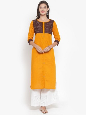 Ksut Women Solid Straight Kurta(Yellow)