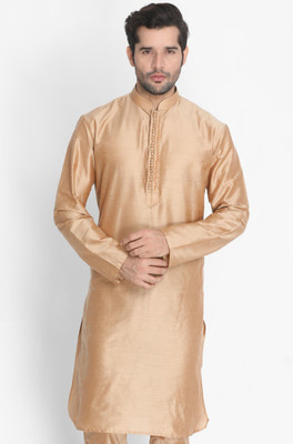 VASTRAMAY Men Solid Straight Kurta(Gold)