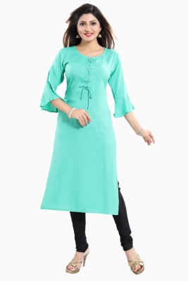 ALC Creations Women Solid Straight Kurta(Green)