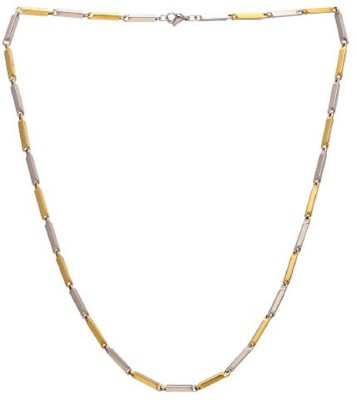 MissMister White and Yellow Gold plated Brass chain necklace Gold-plated Plated Brass Necklace