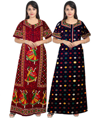Trendy Fab Women Nighty Set(Multicolor)