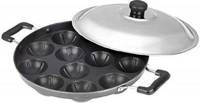 surbhi Appam Patra 12 Cavity 2 Side Handle Appam Maker 24cm with Lid 12 L capacity 23 cm diameter(Aluminium, Non-stick)