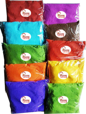 Divya Cotton Wicks Pack of 10 Rangoli Powder(Multicolor)