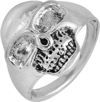 MissMister Silver Plated Antique Finish, Classic Skull Design, Fashion Ring Men Brass Silver Plated Ring