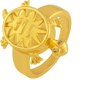MissMister Gold Plated Brass, Tortoise Design, Vaastu, Fengshui Fashion Finger Ring, Men Women Brass Gold Plated Ring