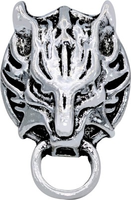 MissMister Oxidised Antique Finish Brass, Tiger Head with Ring in Mouth,Design Finger Ring Men Latest Fashion Brass Silver Plated Ring