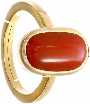 CHIRAG GEMS 8.25 CARAT Unheated Coral (Munga) Adjustable Ring Stone Original Certified Natural Gemstone For Astrological Purpose Metal Coral Gold Plated Ring