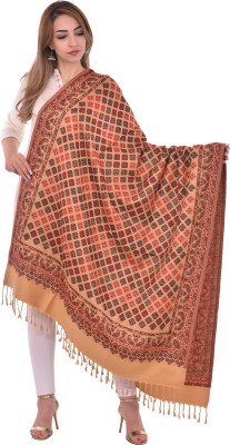 BAISA Wool Geometric Print, Woven, Printed Women Shawl(Beige)