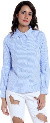 VERO MODA Women Striped Casual Blue Shirt