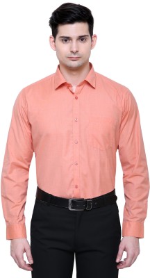 Finder Zone Men Self Design Formal Orange Shirt