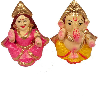 SUNINOW laxmi ganesh Decorative Showpiece  -  7 cm(Clay, Multicolor)