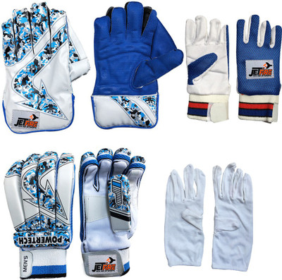 JetFire Wicket Keeping Gloves Batting Gloves With Inner Gloves Wicket Keeping Gloves(Blue)