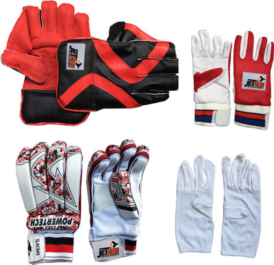 JetFire Wicket Keeping Gloves & Arrow Batting Gloves With Inner Gloves Wicket Keeping Gloves(Red)