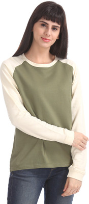 FLYING MACHINE Full Sleeve Color Block Women Sweatshirt