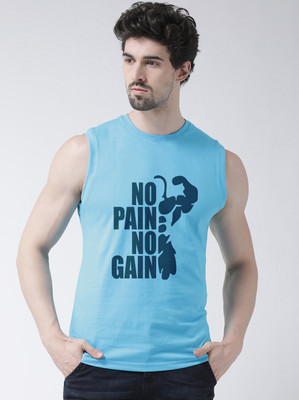 FRISKERS Typography Men Round Neck Light Blue T-Shirt