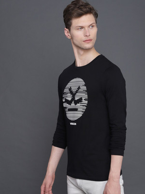 WROGN Printed Men Round Neck Black T-Shirt