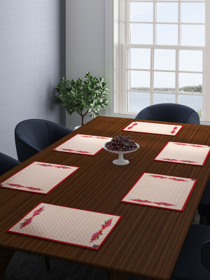 ROMEE Rectangular Pack of 6 Table Placemat(Beige, Cotton)