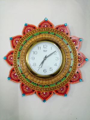 SHUBH CREATIONS Analog 42 cm X 42 cm Wall Clock(Red, With Glass, Standard)