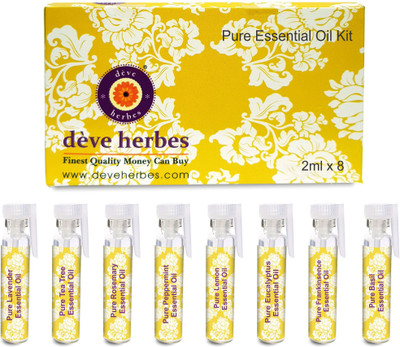 deve herbes Natural Essential Oils Set of Eight - Peppermint, Tea Tree, Lavender,(16 ml)