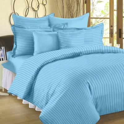 Skytex 210 TC Satin Double Solid Flat Bedsheet(Pack of 1, Turquoise)