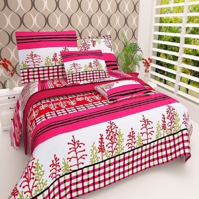JINAMS INDIA 144 TC Microfiber Double Floral Flat Bedsheet(Pack of 1, Multicolor)