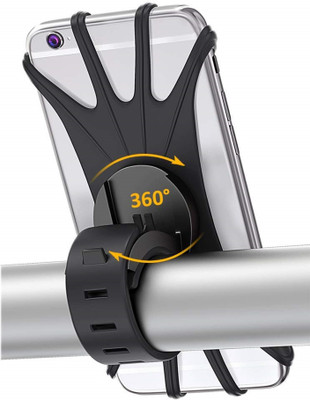 TARKAN Universal Bike Mount Silicone Mobile Holder, 360° Rotating Bike Mobile Holder(Black)