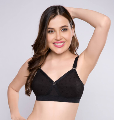 Trylo Women Full Coverage Non Padded Bra(Black)