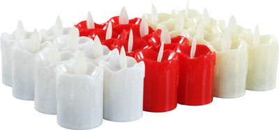 TUHI 24 Pcs Flameless LED Candles with Dancing Flame Candle(Multicolor, Pack of 24)