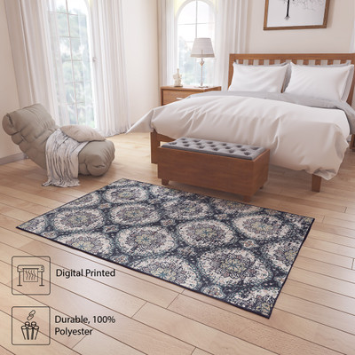 STATUS Multicolor Polyester Carpet(5 ft,  X 3 ft, Rectangle)