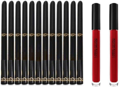 BTNT Most Demanding 12 Black kajal with 2 Red Lipstick(14 Items in the set)